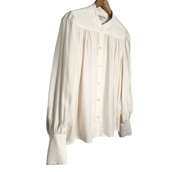 Frame | Cream Silk Button Down Top Size Small - Picture 2 of 11